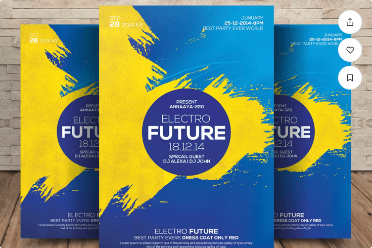 Abstract Electro House Party Flyer – Customizable PSD