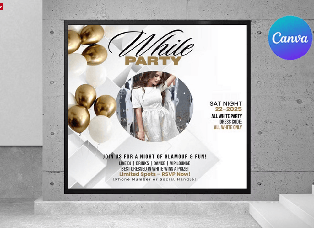 All White Party Flyer Template PSD
