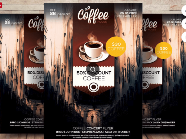Artisan Coffee Roasters Flyer Design PSD