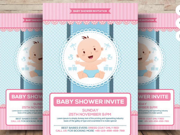 Baby Shower Invitation Flyer PSD Template