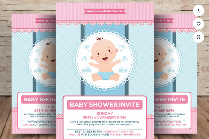 Baby Shower Invitation Flyer PSD Template