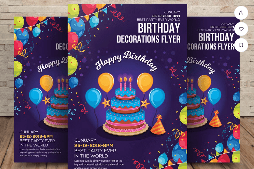 Birthday Cake Party Flyer Template PSD