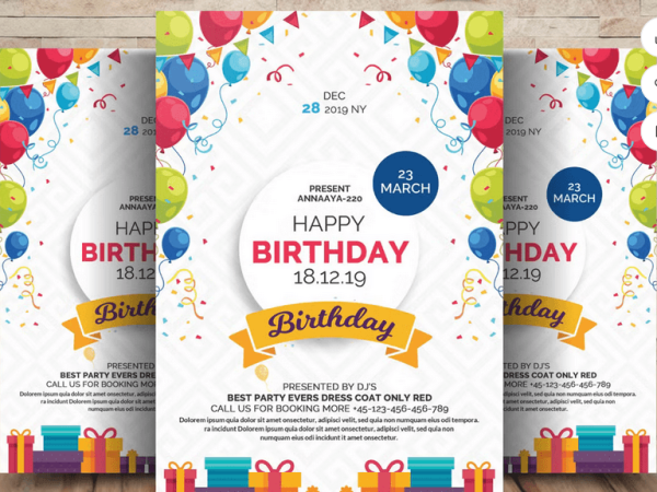 Birthday Kids Party Flyer Template PSD