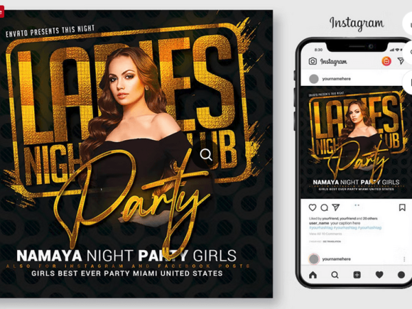 Black Gold Party Flyer PSD Template File