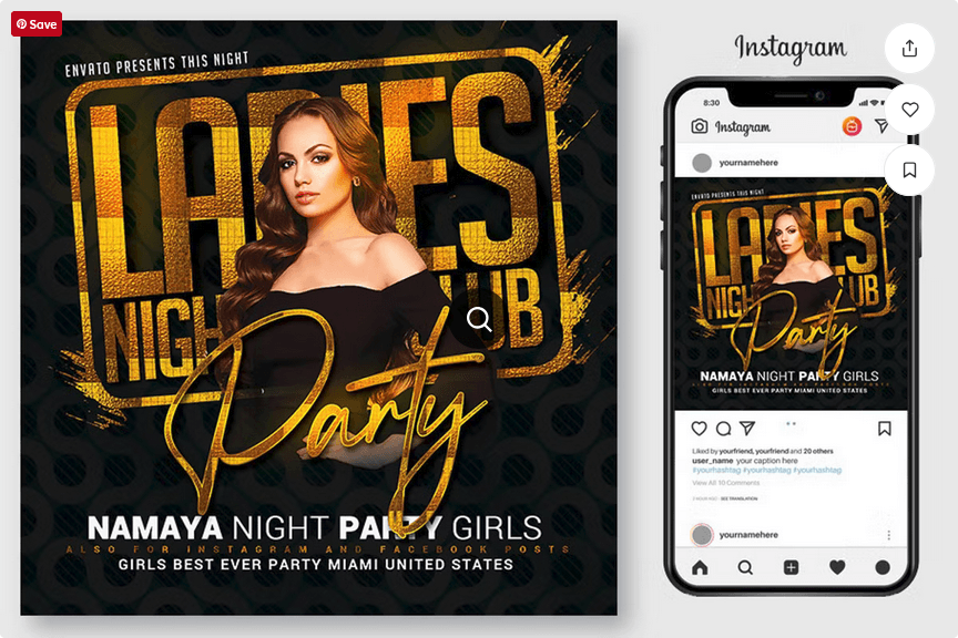 Black Gold Party Flyer PSD Template File