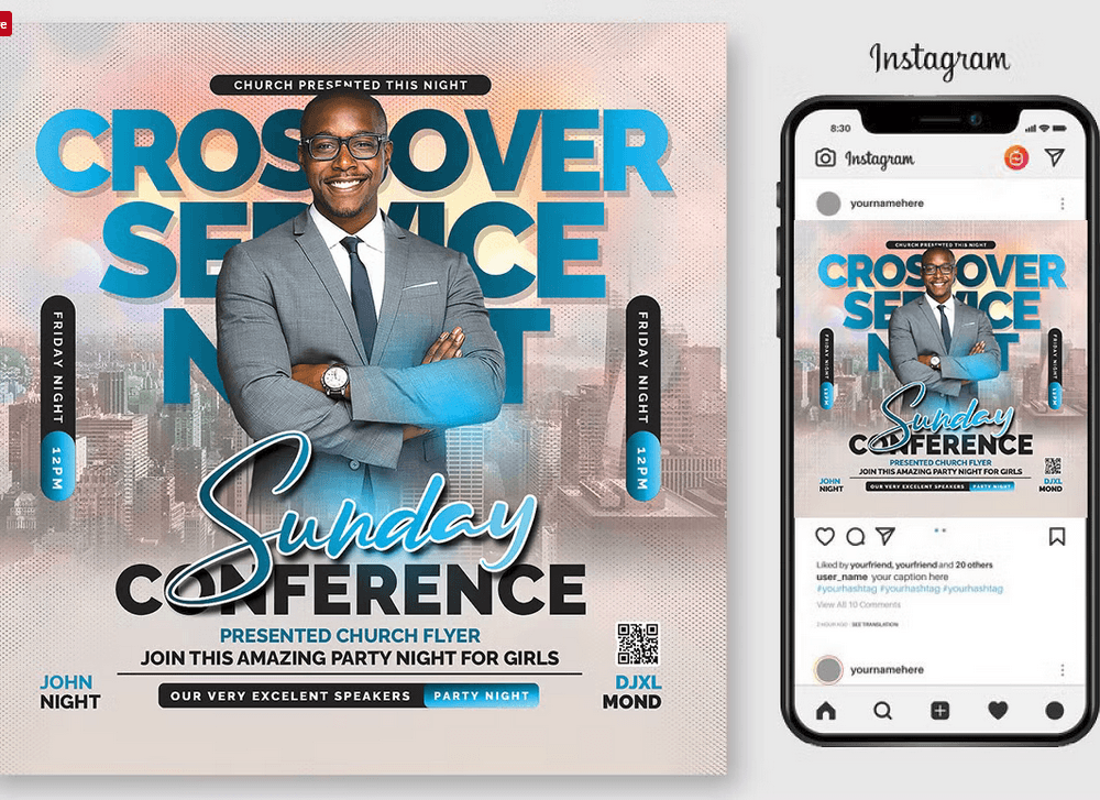 Blue Cross Over PSD Flyer Template