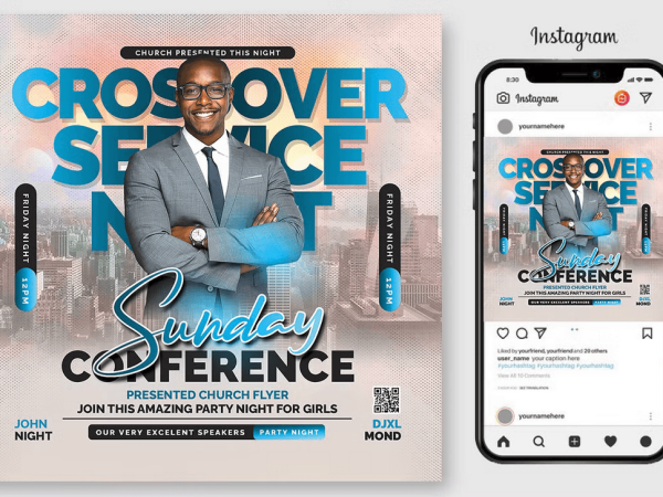 Blue Cross Over PSD Flyer Template