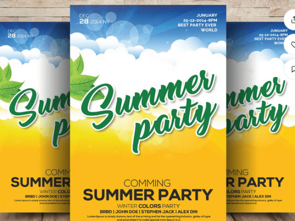 Blue Ocean Beach Party Flyer Template PSD
