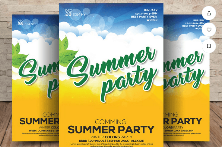 Blue Ocean Beach Party Flyer Template PSD