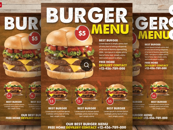 Burger Cafe Flyer Template PSD