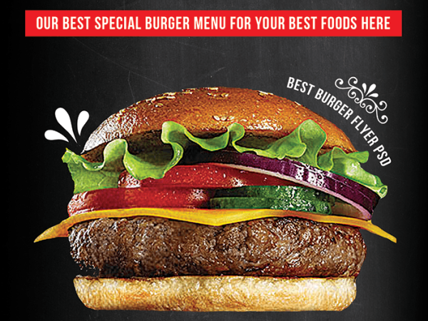 Burger Cafe PSD Flyer Template Design