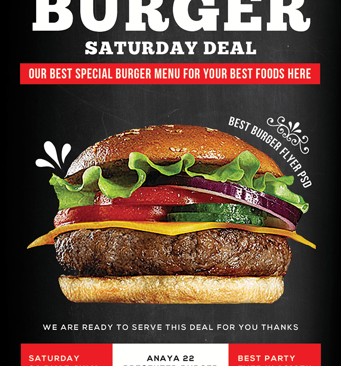 Burger Cafe PSD Flyer Template Design