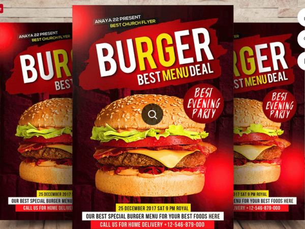 Burger Pizza Food Flyer Template PSD