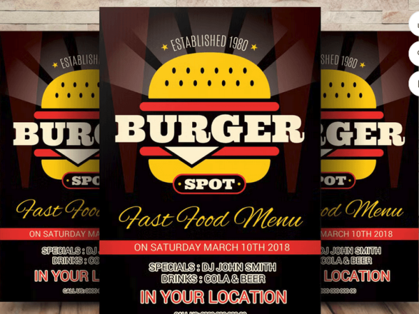 Burger Restaurant Flyer Template PSD