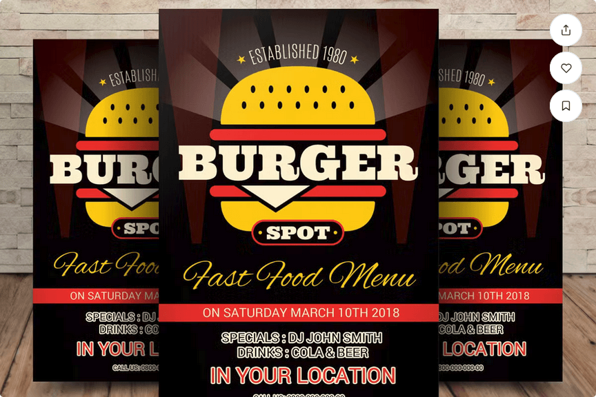 Burger Restaurant Flyer Template PSD