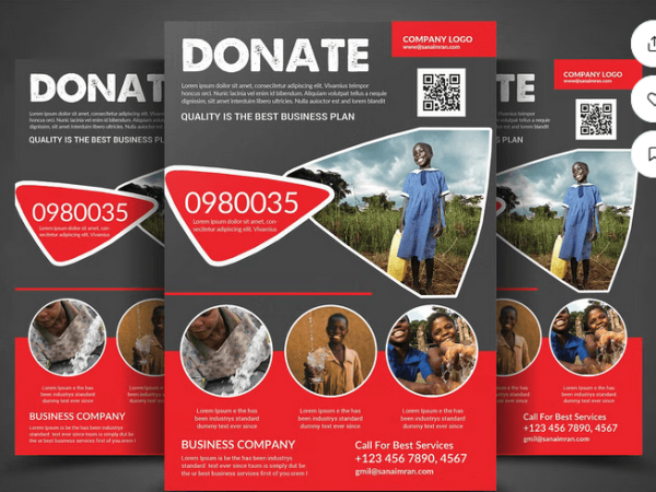 Charity Donation Fundraisers Flyer Template PSD