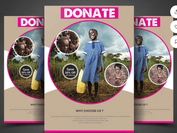 Charity Donation Fundraisers Flyer Template PSD File