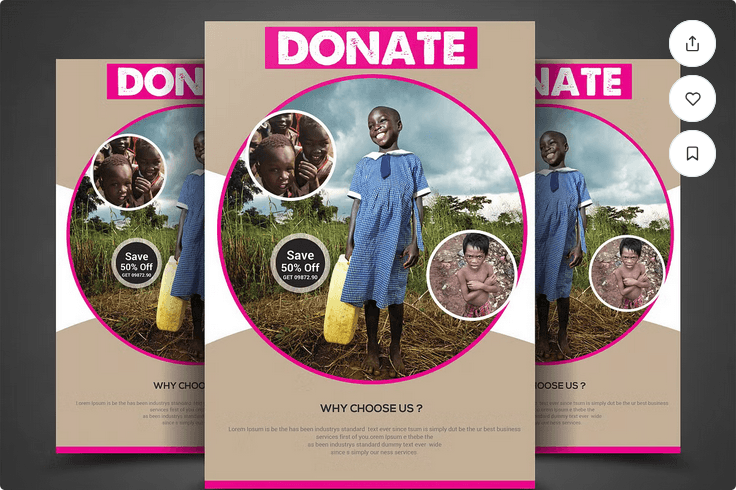 Charity Donation Fundraisers Flyer Template PSD File