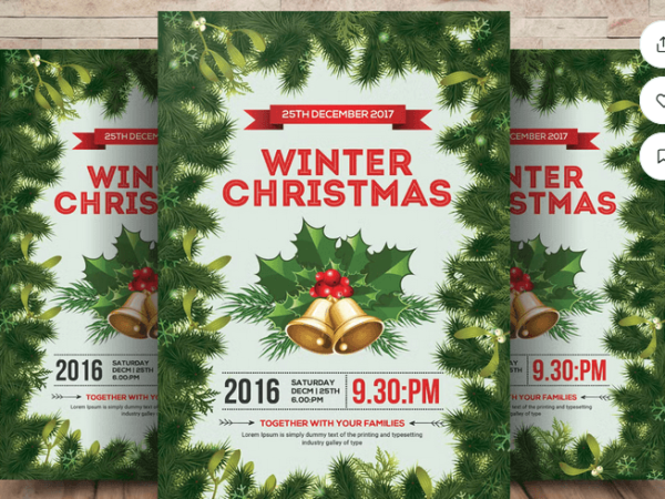 Winter Christmas Charity Fundraiser Flyer Template PSD
