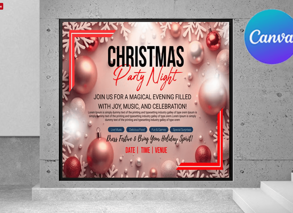 Christmas Party Flyer Canva Template