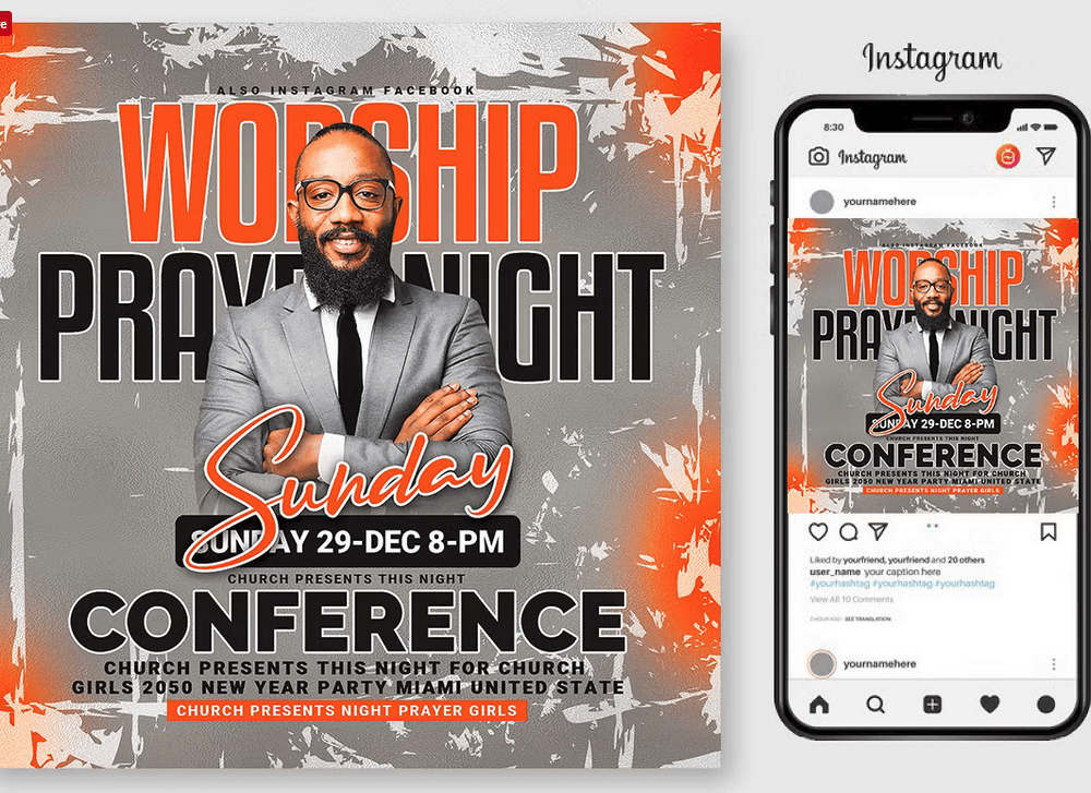 Church Praise Night PSD Flyer Template