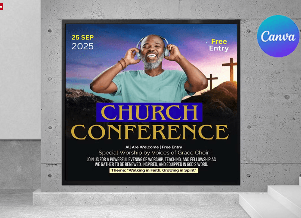 Church Worship Conference Flyer Template Canva