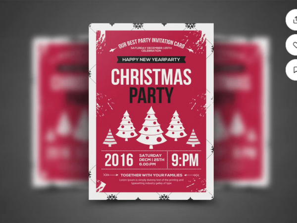 Classic Christmas Eve Party Flyer - Editable PSD File