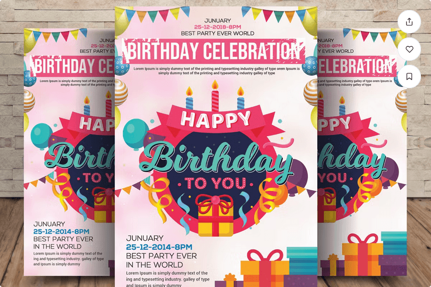 Colorful Birthday Party Flyer Template PSD