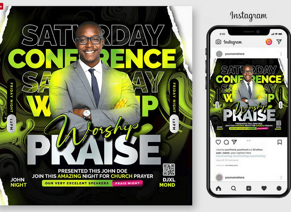 Conference Night Church PSD Flyer Template