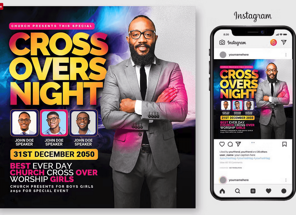 Cross Over PSD Flyer Template