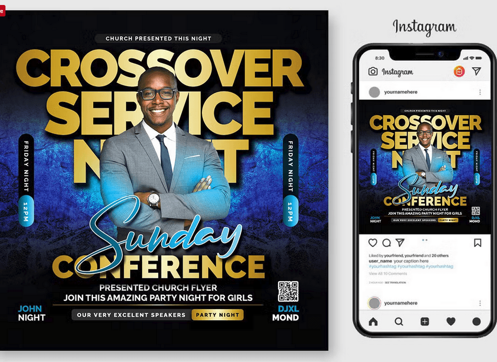 Crossover Church Flyer Template PSD