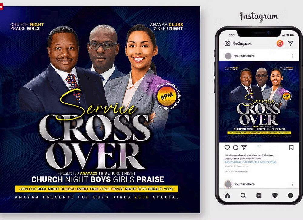 Crossover Night PSD Flyer Template