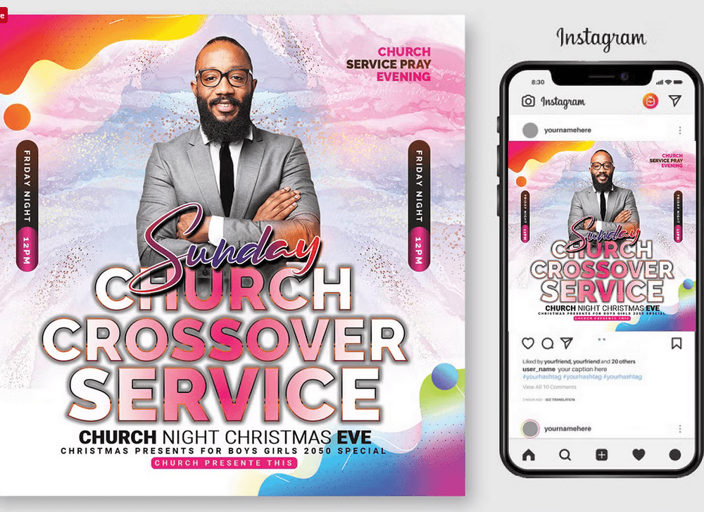 Crossover PSD Flyer Template Church