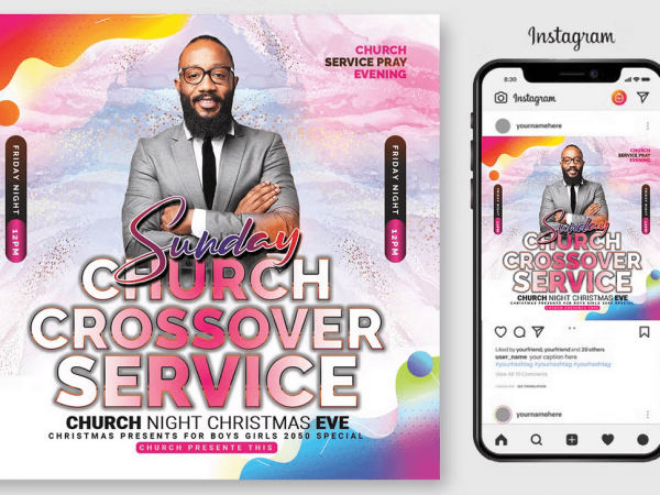 Crossover PSD Flyer Template Church