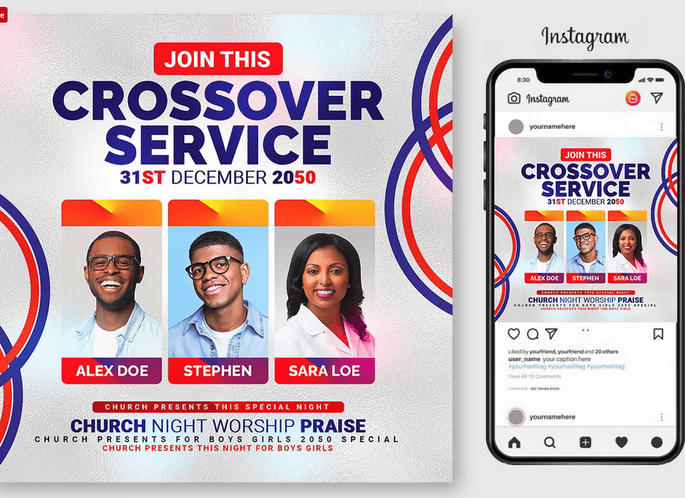Crossover Service Church PSD Flyer Template