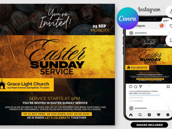 Easter Sunday Service Flyer Template PSD
