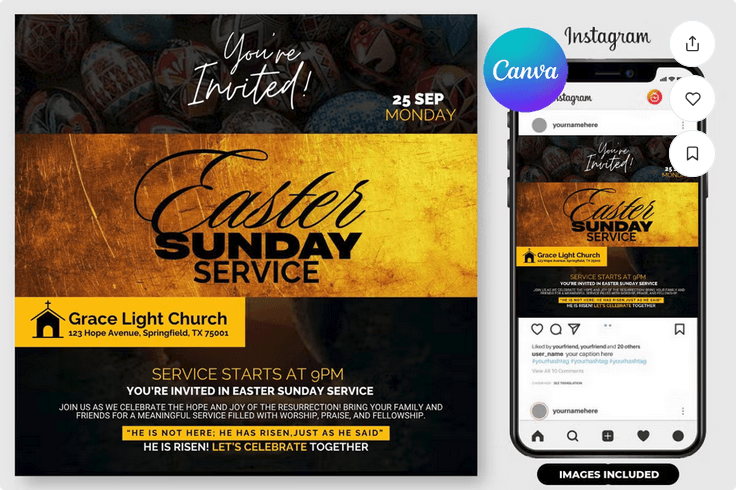 Easter Sunday Service Flyer Template PSD