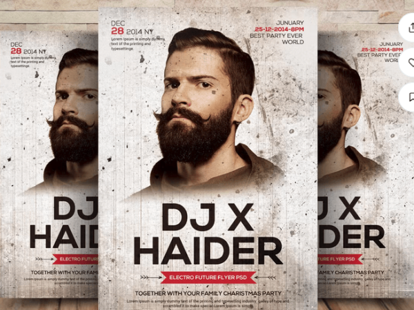 Electro House DJ Event Flyer Fully Layered PSD File