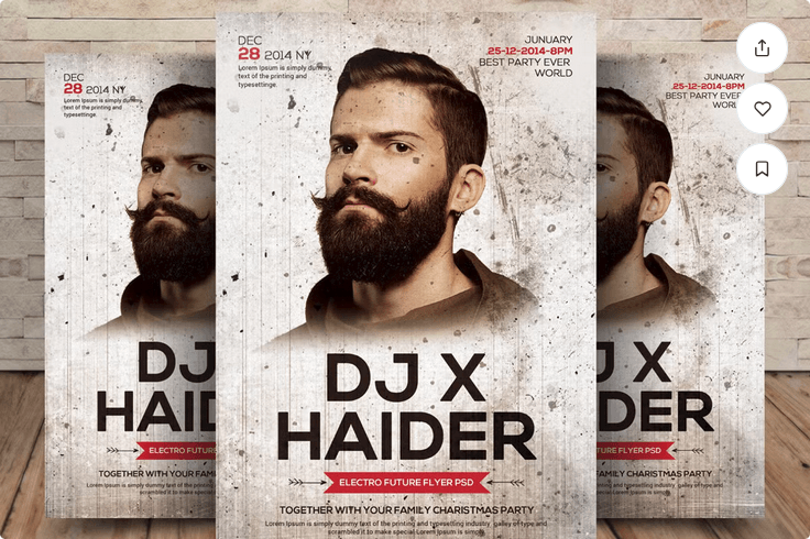 Electro House DJ Event Flyer Fully Layered PSD File