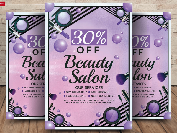 Elegant Beauty Salon Flyer Template PSD File