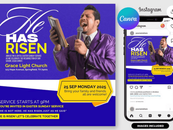 Elegant Church Easter Service Flyer Template PSD
