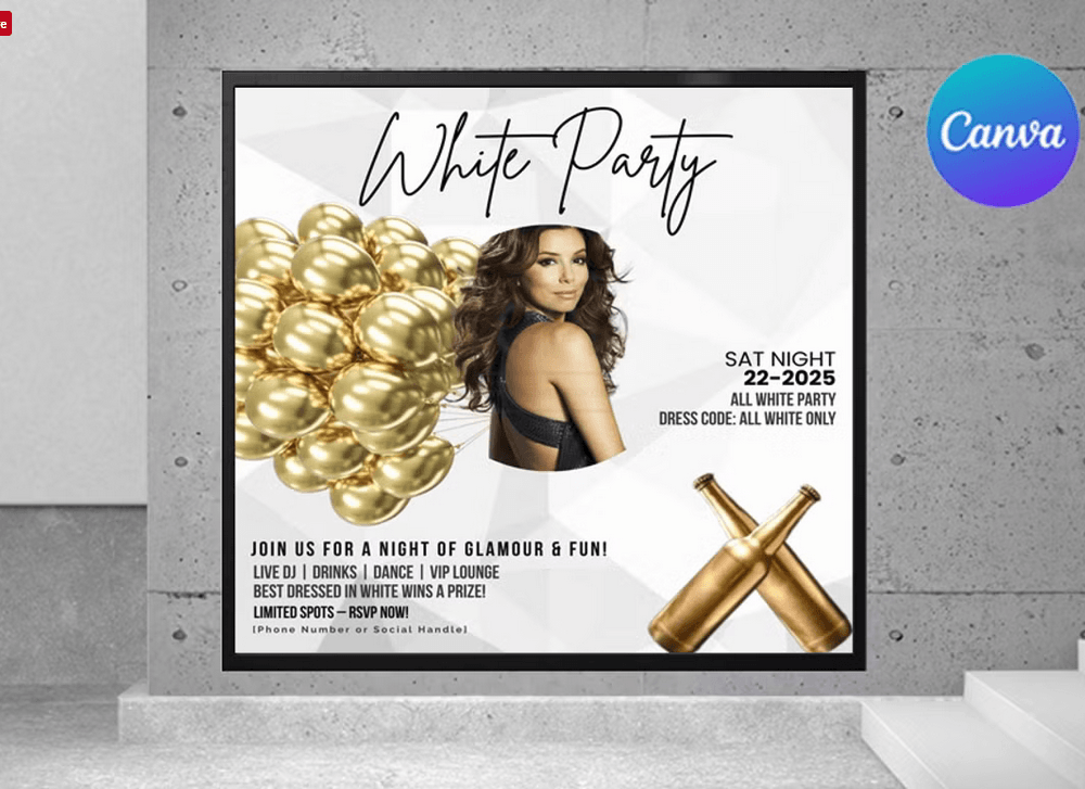 Elegant White Party Vertical Poster Flyer
