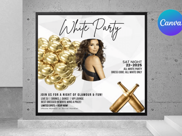 Elegant White Party Vertical Poster Flyer