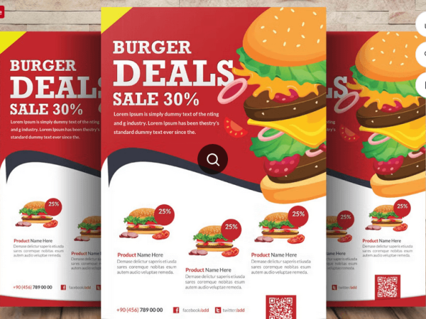 Fast Food Burger Menu Flyer Template PSD