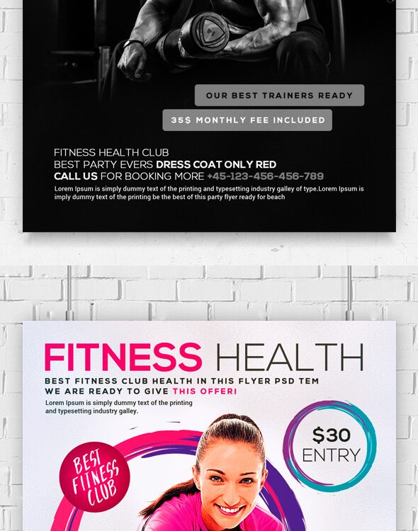 Fitness Gym PSD Flyer Template Design
