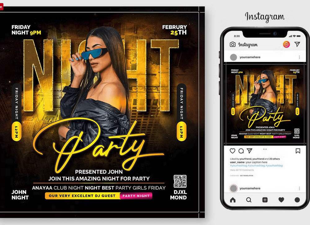 Friday Party Flyer Template PSD Design