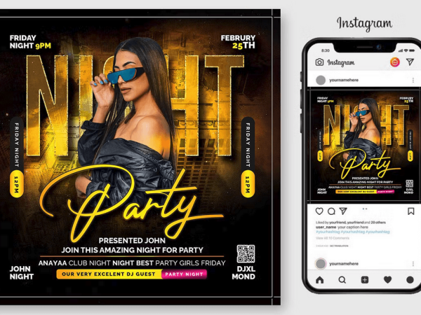 Friday Party Flyer Template PSD Design