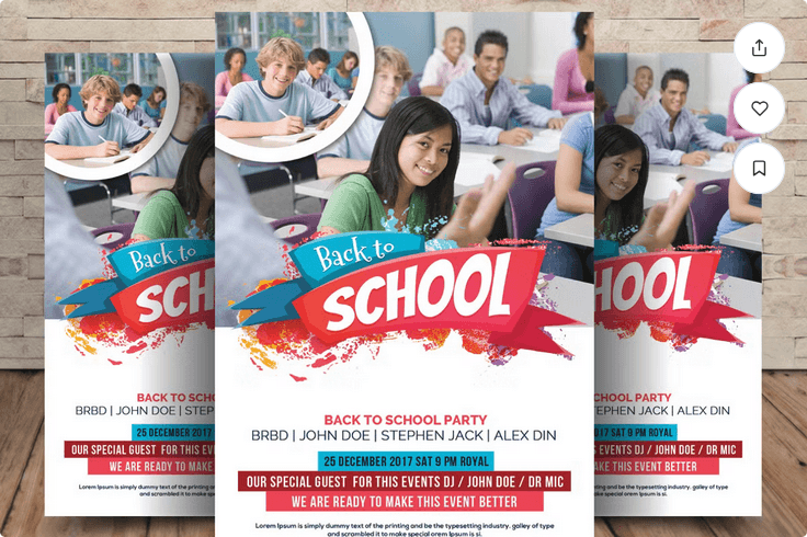 Fun Kids Back to School Party Flyer Template PSD
