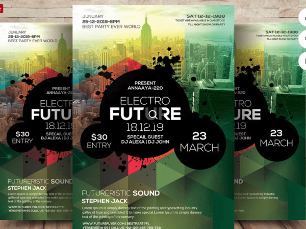 Geometric Electro Music Night Flyer