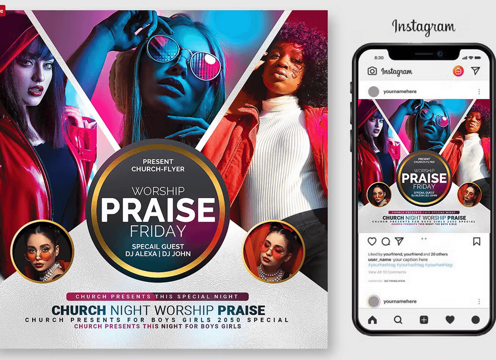 Girls Church Flyer Template PSD Design